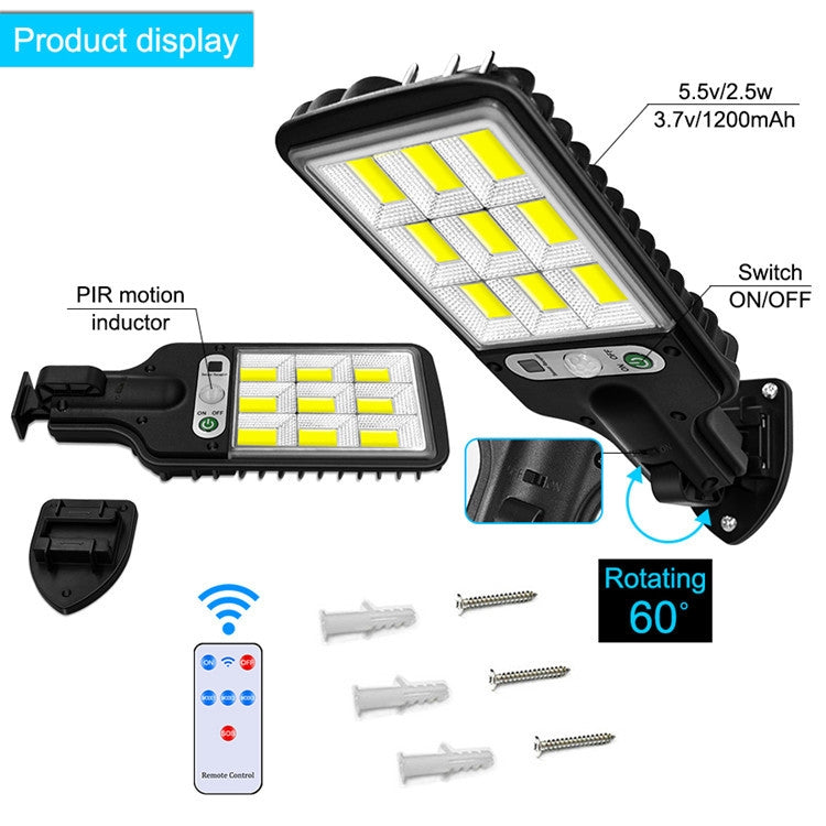 616 Solar Street Light LED Human Body Induction Garden Light, Spec:, 28 SMD No Remote Control, 60 SMD No Remote Control, 117 COB No Remote Control, 108 COB No Remote Control, 72 SMD No Remote Control, 28 SMD With Remote Control, 60 SMD With Remote Control