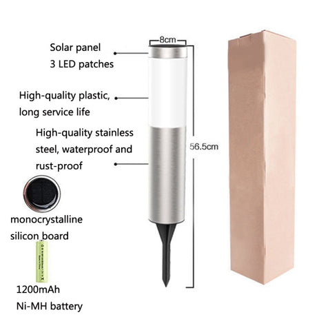 DSA-001 Solar Garden Column Outdoor Lawn Light, Style:, Silver-White Light - LYDARZ