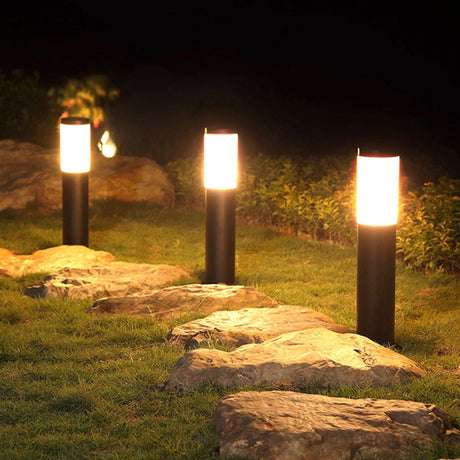 DSA-001 Solar Garden Column Outdoor Lawn Light, Style:, Silver-White Light - LYDARZ