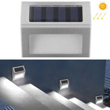 Lámpara solar de acero inoxidable con 6 LED para escaleras - Lámpara de pared para exteriores