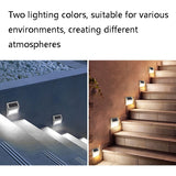 Lámpara solar de acero inoxidable con 6 LED para escaleras - Lámpara de pared para exteriores