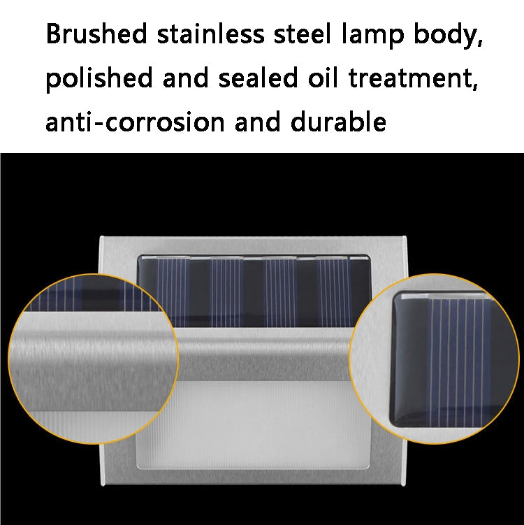 Lámpara solar de acero inoxidable con 6 LED para escaleras - Lámpara de pared para exteriores