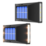 Aplique solar de pared para exterior con 6 LED, luz blanca y cálida, accesorio decorativo impermeable.