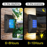Aplique solar de pared para exterior con 6 LED, luz blanca y cálida, accesorio decorativo impermeable.
