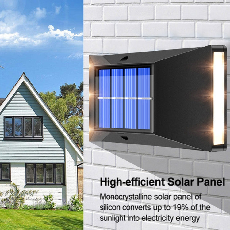 Aplique solar de pared para exterior con 6 LED, luz blanca y cálida, accesorio decorativo impermeable.