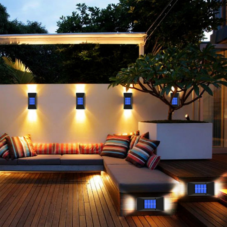 Aplique solar de pared para exterior con 6 LED, luz blanca y cálida, accesorio decorativo impermeable.