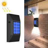 Aplique solar de pared para exterior con 6 LED, luz blanca y cálida, accesorio decorativo impermeable.