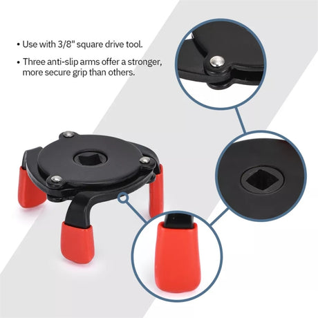 60-95mm Auto Car Repair Three Jaw Oil Filter Wrench Tool - LYDARZ