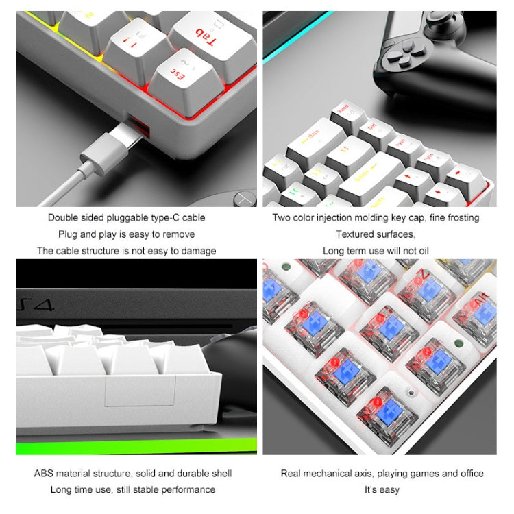 Teclado mecánico para juegos ZIYOU LANG T8 - Diseño luminoso RGB de 68 teclas
