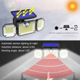 Lámpara de jardín con sensor solar - Lámpara LED impermeable para exteriores con detección de movimiento