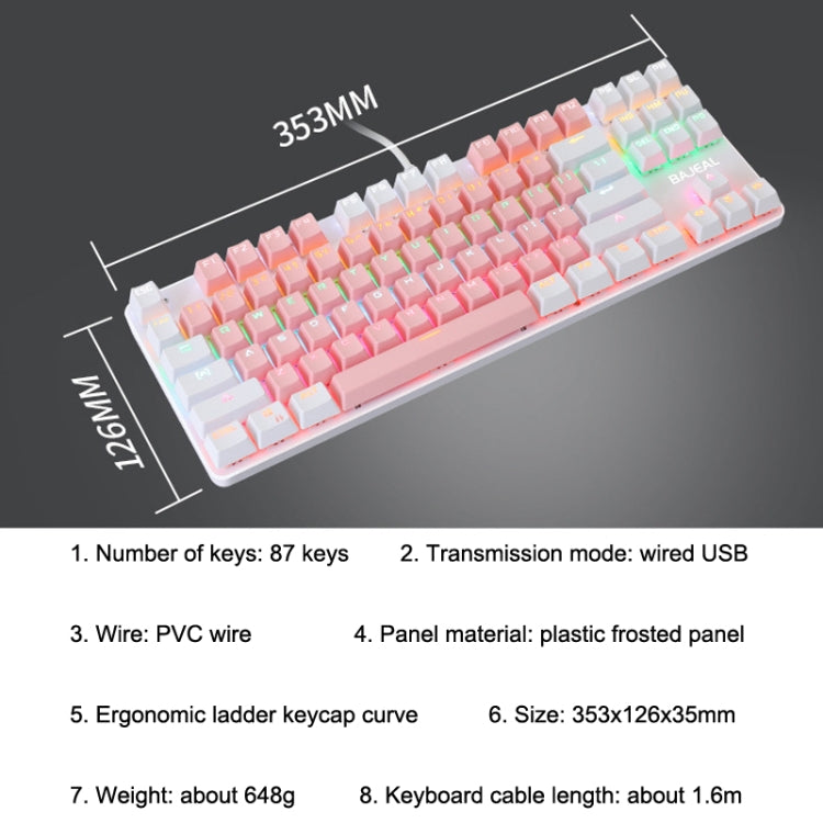 BAJEAL K100 87 Keys Green Shaft Wired Mechanical Keyboard