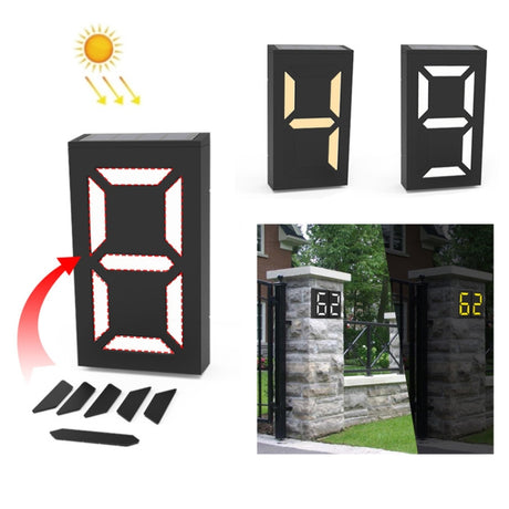 N766B  DIY Solar Number Doorplate Lamp Outdoor Waterproof Wall Lights - LYDARZ