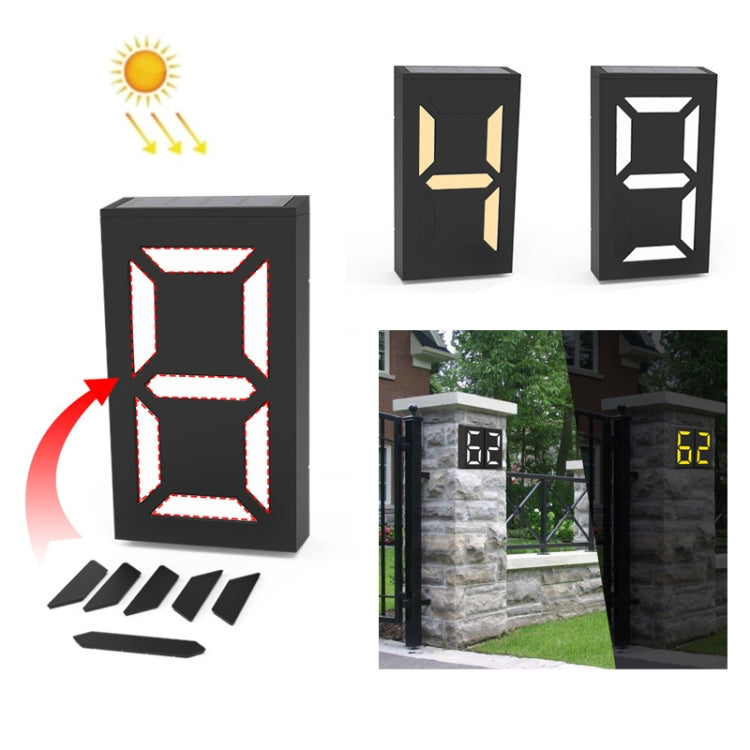 N766B  DIY Solar Number Doorplate Lamp Outdoor Waterproof Wall Lights, N766B (Colorful Light Model), N766B (White Light/Warm Light)