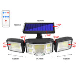 Remote Control Solar Wall Light with LED Triple Rotation and Sensor Flood Light