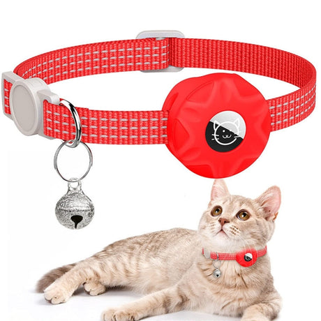 For AirTag Tracker Silicone Case Reflective Pet Cat Collar With Bell - LYDARZ