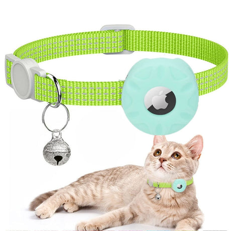 For AirTag Tracker Silicone Case Reflective Pet Cat Collar With Bell - LYDARZ