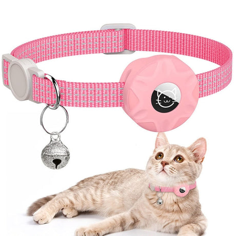 For AirTag Tracker Silicone Case Reflective Pet Cat Collar With Bell - LYDARZ