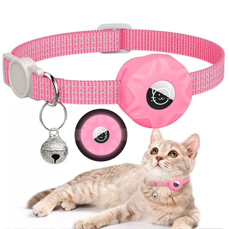 For AirTag Tracker Silicone Case Reflective Pet Cat Collar With Bell - LYDARZ