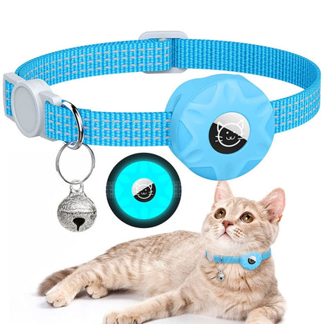 For AirTag Tracker Silicone Case Reflective Pet Cat Collar With Bell - LYDARZ