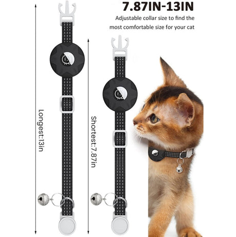 For AirTag Tracker Silicone Case Reflective Pet Cat Collar With Bell - LYDARZ