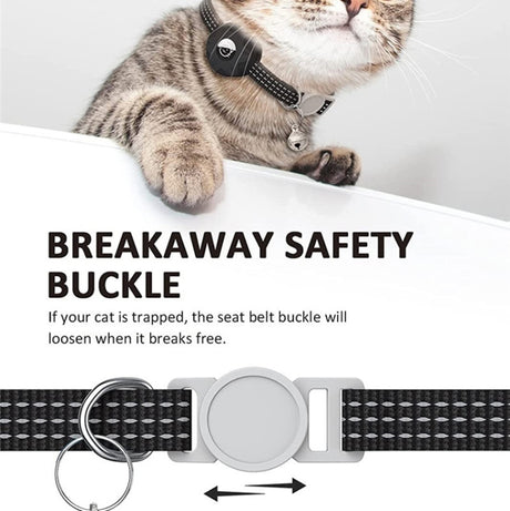 For AirTag Tracker Silicone Case Reflective Pet Cat Collar With Bell - LYDARZ