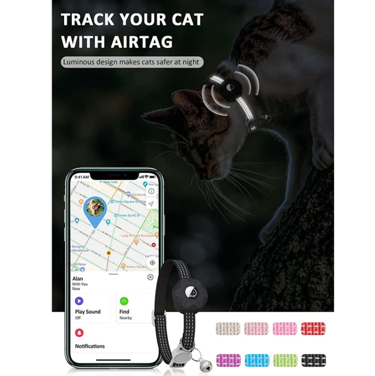 For AirTag Tracker Silicone Case Reflective Pet Cat Collar With Bell - LYDARZ