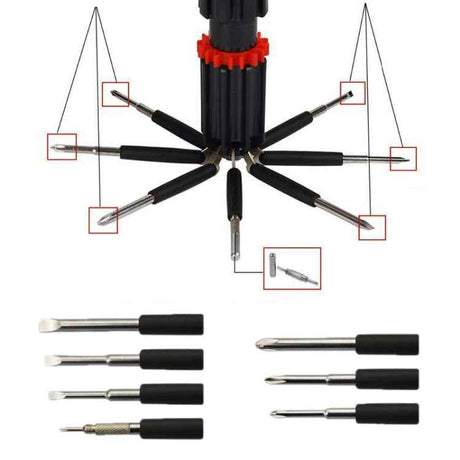 Multifunctional Car Safety Hammer with Screwdriver Flashlight, 8 in 1 with Safety Hammer