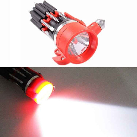 Multifunctional Car Safety Hammer with Screwdriver Flashlight, 8 in 1 with Safety Hammer