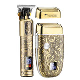 Men Bald Haircut 2 In 1 Electric Hair Clipper Waterproof Set, 962 Gold, 962 Gray