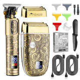Men Bald Haircut 2 In 1 Electric Hair Clipper Waterproof Set, 962 Gold, 962 Gray