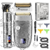 Men Bald Haircut 2 In 1 Electric Hair Clipper Waterproof Set, 962 Gold, 962 Gray