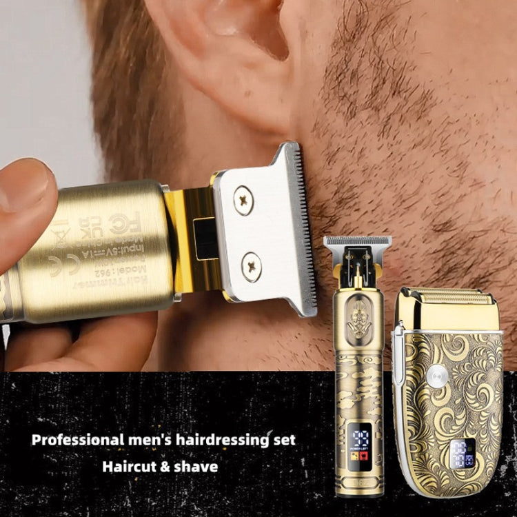 Men Bald Haircut 2 In 1 Electric Hair Clipper Waterproof Set, 962 Gold, 962 Gray