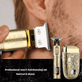 Men Bald Haircut 2 In 1 Electric Hair Clipper Waterproof Set, 962 Gold, 962 Gray