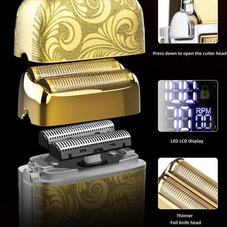 Men Bald Haircut 2 In 1 Electric Hair Clipper Waterproof Set, 962 Gold, 962 Gray