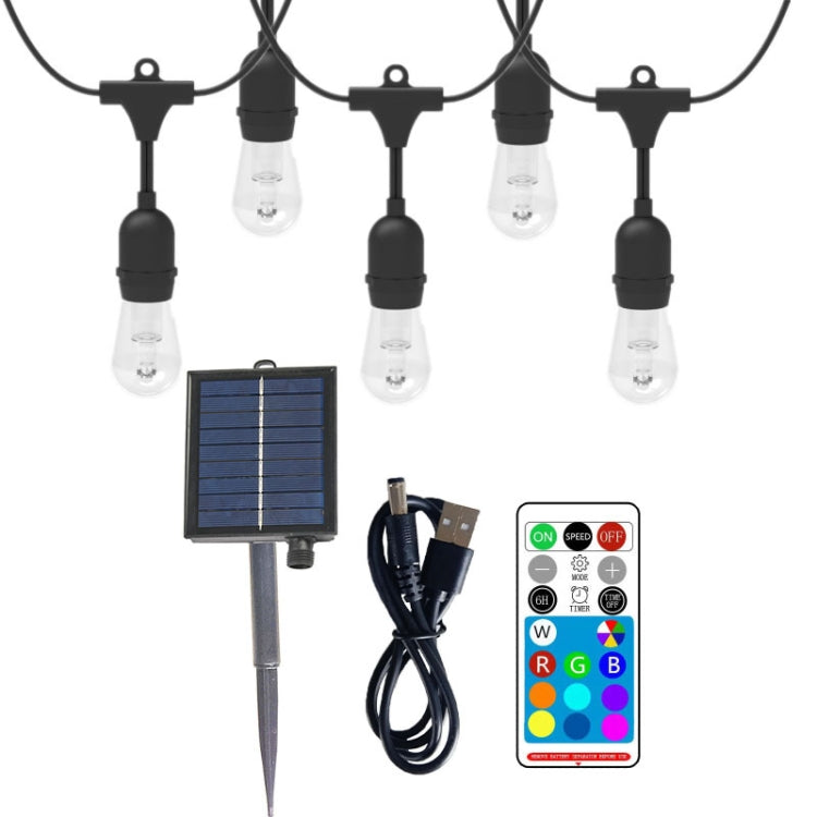 Outdoor Solar Remote Control RGB String Lights Christmas Decoration Lights, Warm Light, Color Light