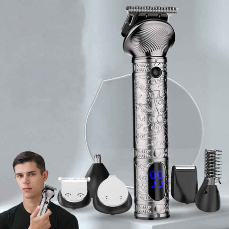 6 In 1 Men Multi-Functional Clipper Metal Body Hair Cutting, 697 6 In 1 (Bronze), 697 6 In 1 (Silver Gray)