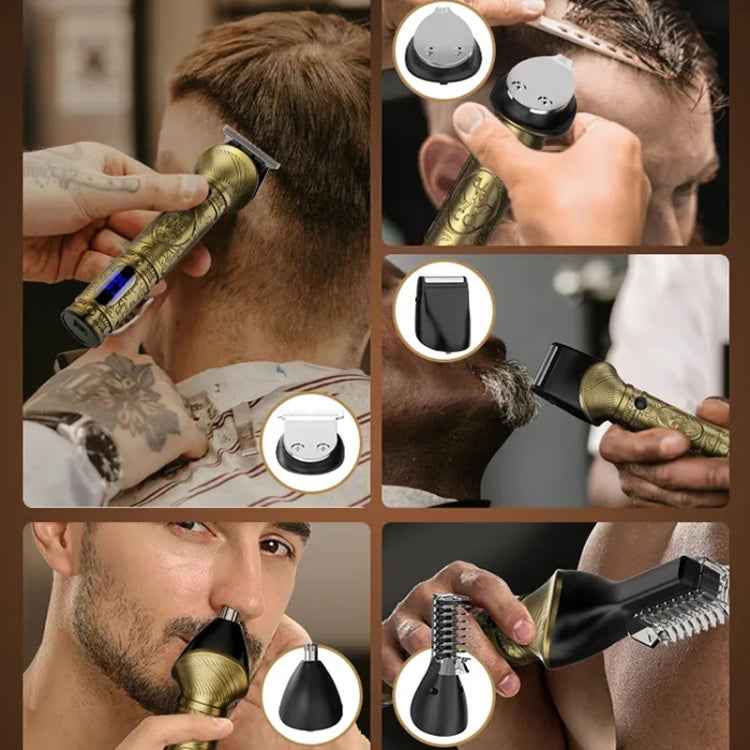 6 In 1 Men Multi-Functional Clipper Metal Body Hair Cutting, 697 6 In 1 (Bronze), 697 6 In 1 (Silver Gray)