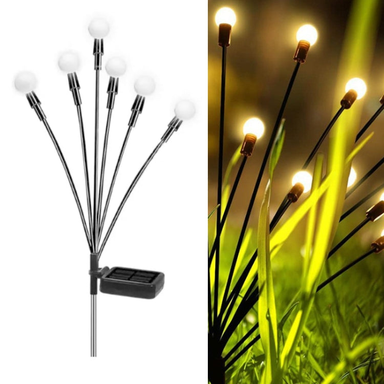 2sets Solar Firefly Lights Christmas Outdoor Garden Waterproof Lawn Lights, 6 Head Warm Light - LYDARZ