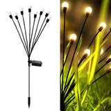 2sets Solar Firefly Lights Christmas Outdoor Garden Waterproof Lawn Lights, 6 Head Warm Light - LYDARZ