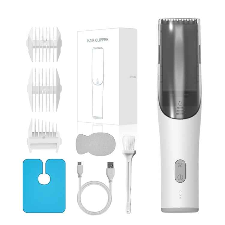 Electric Waterproof Hairdresser Children Low Noise Rechargeable Push Clipper, Digital Version White, Suction Upgrade Version White