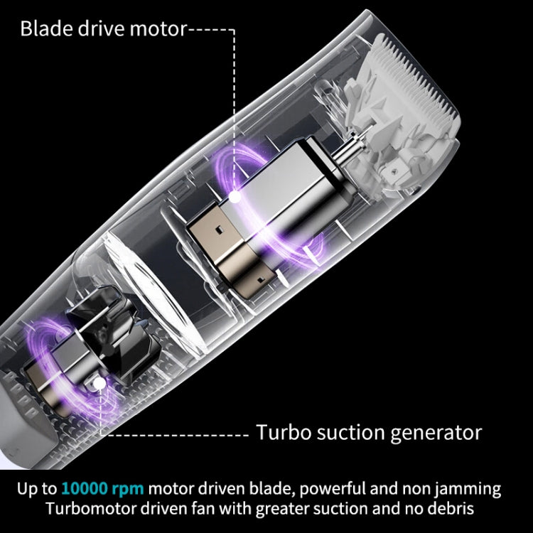 Electric Waterproof Hairdresser Children Low Noise Rechargeable Push Clipper, Digital Version White, Suction Upgrade Version White