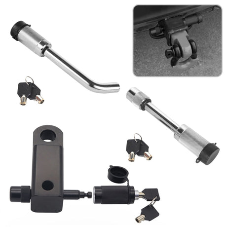 Car Latch Lock Trailer Tow Hook Anti-theft Padlock, Bending Silver - LYDARZ
