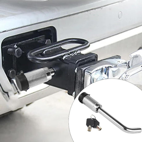 Car Latch Lock Trailer Tow Hook Anti-theft Padlock, Bending Silver - LYDARZ
