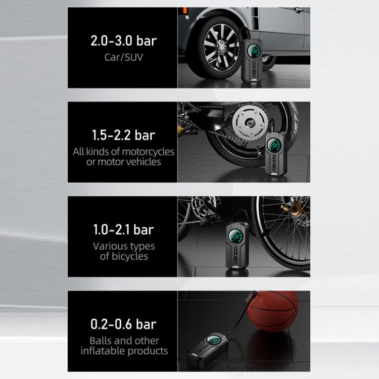 Bomba inflable inalámbrica para coche - Inflador de neumáticos eléctrico de alta potencia de 12 V