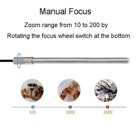 Teslong MS100 USB Microscope – 200X Magnification, Adjustable Focus, Phone & PCv