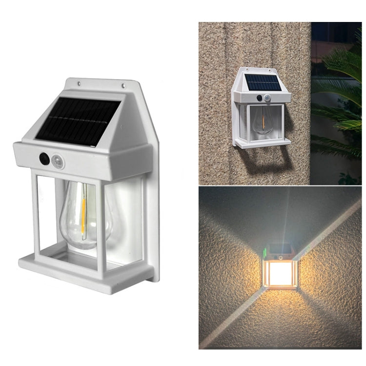 Solar Outdoor Tungsten Wall Light 3 Modes Body Sensing Waterproof Garden Villa Night Light, Regular Black, Regular White, Large Black, Large white