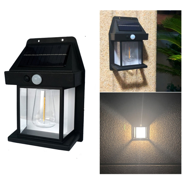 Solar Outdoor Tungsten Wall Light 3 Modes Body Sensing Waterproof Garden Villa Night Light, Regular Black, Regular White, Large Black, Large white