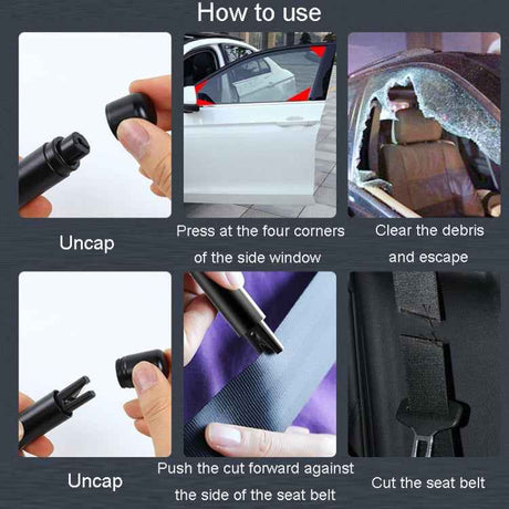 Car Emergency Life-Saving Safety Hammer Multifunctional Fast Window Breaker For Vehicle 2 In 1