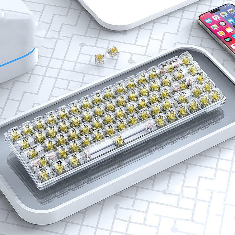 T-WOLF T40 68-Tasten RGB Mixed Light Office Gaming Transparente mechanische Tastatur
