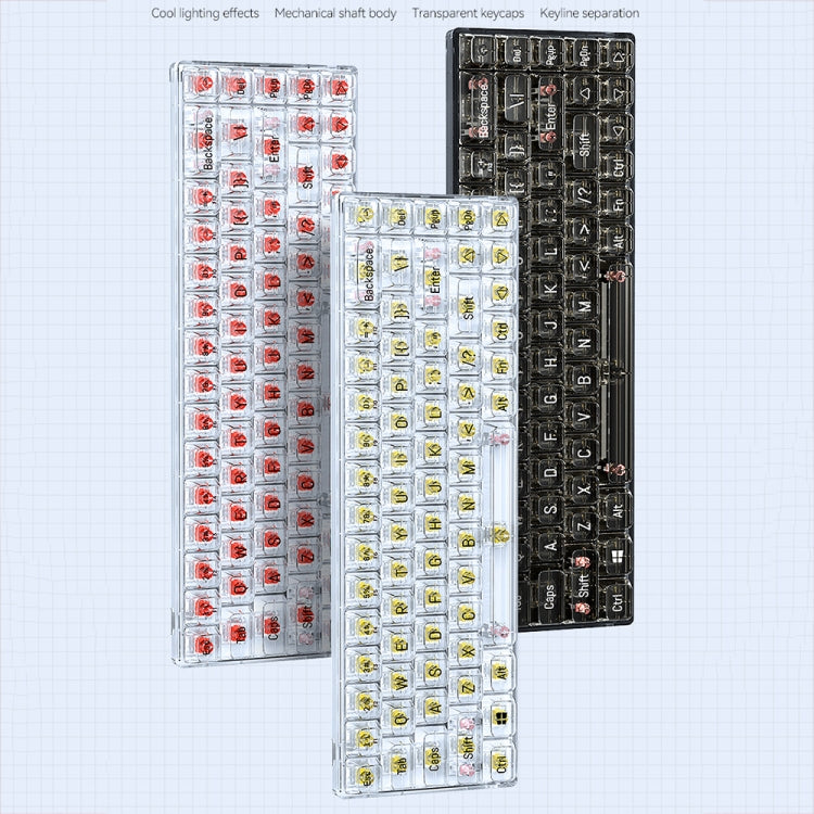 T-WOLF T40 68-Tasten RGB Mixed Light Office Gaming Transparente mechanische Tastatur